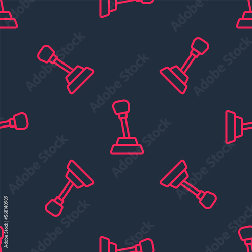 Red line Gear shifter icon isolated seamless pattern on black background. Manual transmission icon. Vector