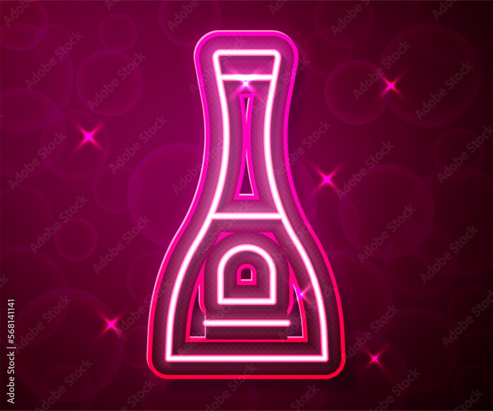 Glowing neon line Bottle of nail polish icon isolated on red background. Vector Glowing neon line Bottle of nail polish icon isolated on red background. Vector