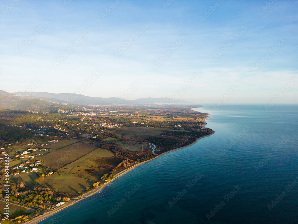 Corsica landscape from drone, Poggio-Mezzana