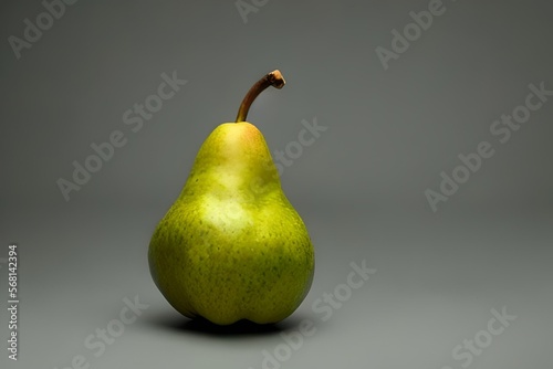 Generative AI green pear on grey background