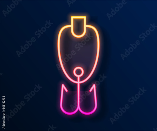 Glowing neon line Fishing lure icon isolated on black background. Fishing tackle. Vector