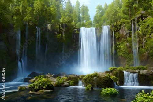 Waterfall in the forest, waterfall, river in the forest