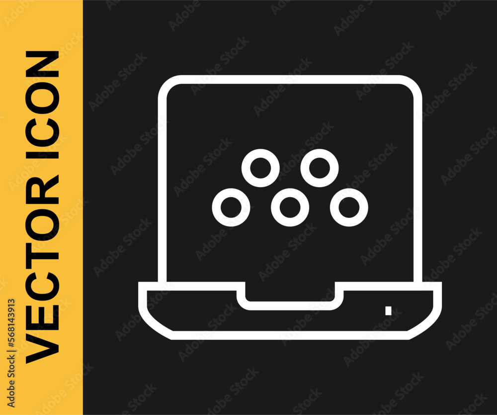 White line Taxi mobile app icon isolated on black background. Mobile application taxi. Vector White line Taxi mobile app icon isolated on black background. Mobile application taxi. Vector
