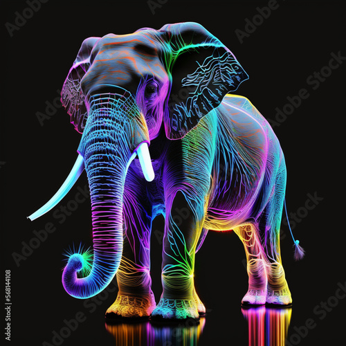 elephant, neon, generativa IA