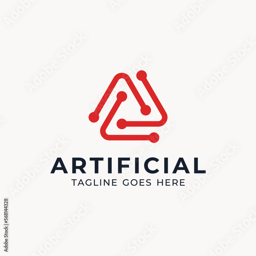 Simple Circuit Link Wire Triangle Rotation for Futuristic Modern Network Connection Digital Data logo design