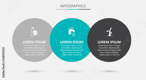 Wallpaper Mural Set Water tap, Recycling plastic bottle and Wind turbine. Business infographic template. Vector Torontodigital.ca