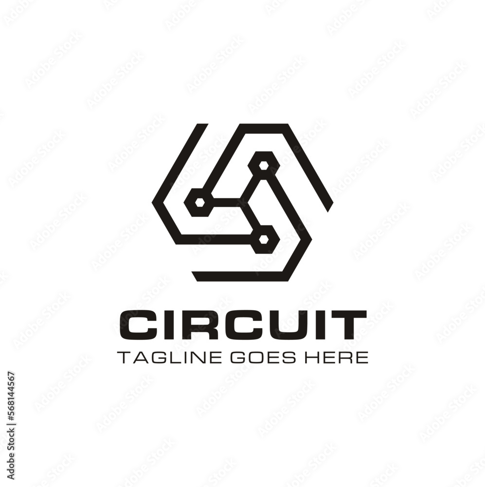 Simple Circuit Link Wire Rotation for Futuristic Modern Network Connection Digital Data logo design Simple Circuit Link Wire Rotation for Futuristic Modern Network Connection Digital Data logo design