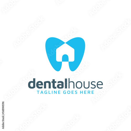 Tooth House, Teeth Home Care for Dentist Dental Dentistry Clinic logo design