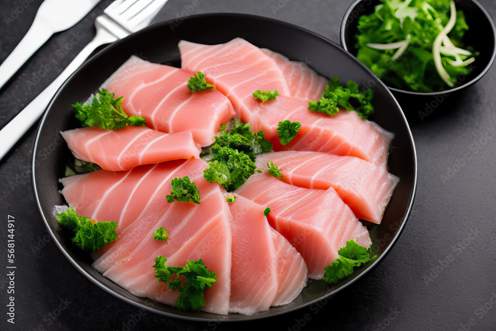 Tuna sashimi at a Japanese restaurant in Tokyo. Tuna sashimi at a Japanese restaurant in Tokyo.