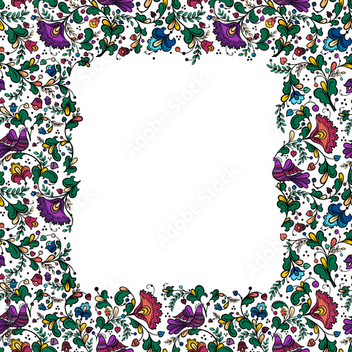 floral frame in Russian style on a white background