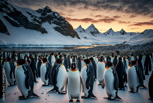 Group of penguins in Antarctica  Generative AI