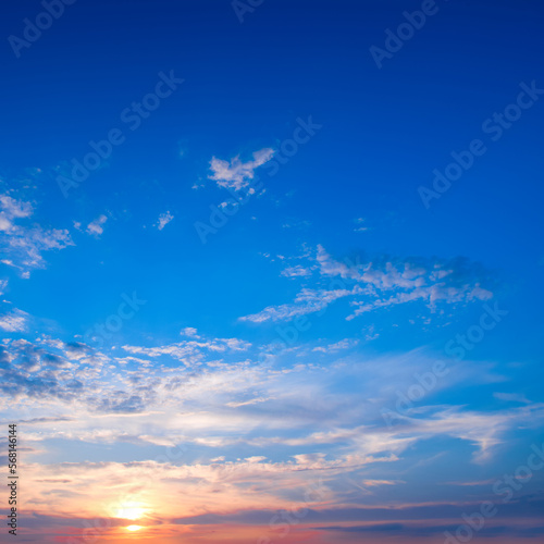 Sky with red bright sunrise.