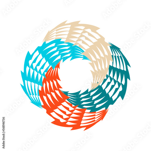 vintage geometric spiral vector bagel with zigzag