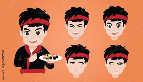 	
sushi boy japan charactor design cartoon illustration vector asian