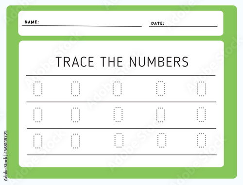 Writing practice number zero printable worksheet for kids to improve basic writing skills. Trace line numbers for kindergarten and preschool kids