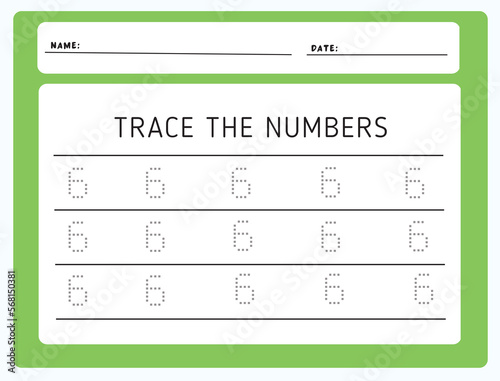 Writing practice number six printable worksheet for kids to improve basic writing skills. Trace line numbers for kindergarten and preschool kids
