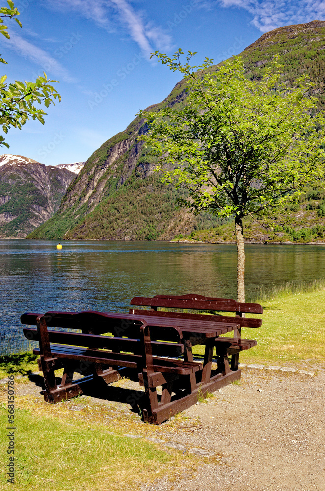 Travel destination Norway - norwegian landscape in Hellesylt - Norway