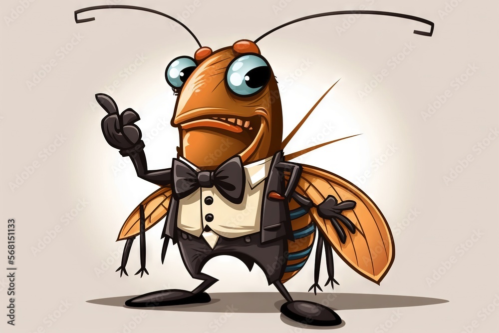 a cartoon character dressed in a tuxedo and bow tie, holding a finger up to the side of his head and pointing at the viewer. generative ai a cartoon character dressed in a tuxedo and bow tie, holding a finger up to the side of his head and pointing at the viewer. generative ai