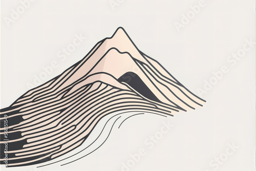 a mountain illustrationin a classic but modern japanese style, generative ai technology photo