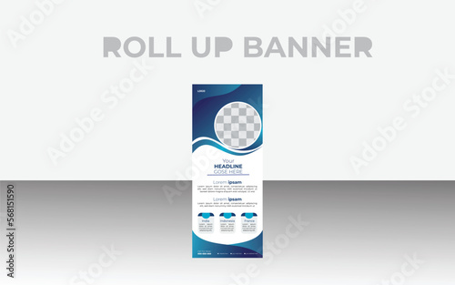 Roll up banner stand template designAbstract banner roll up set, standee banner template,
 Modern banner design.Roll up banner stand template design photo