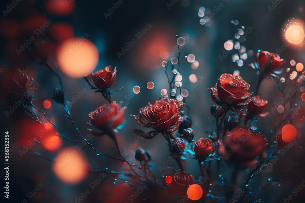 Valentines day mystical red roses background