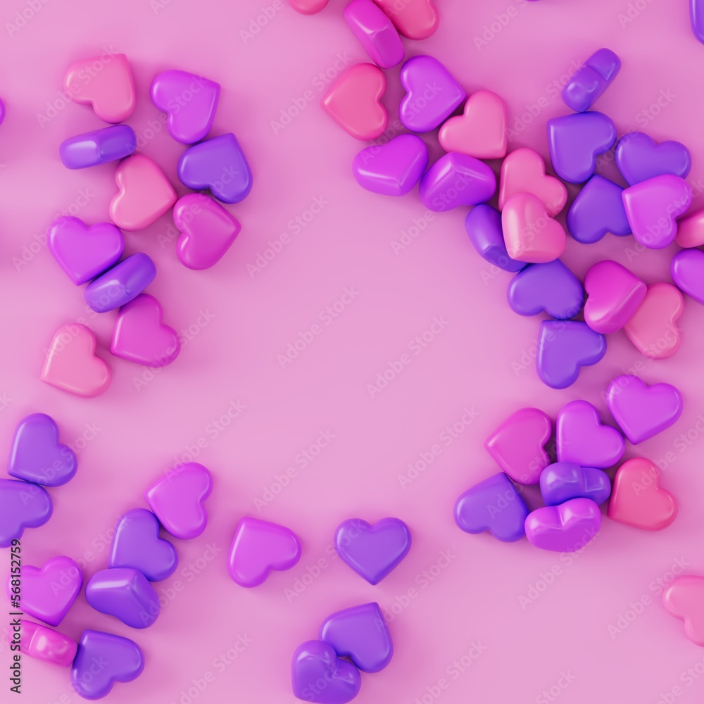 3D Heart-Shaped Candy Background - Perfect for Valentine's Day Greeting Cards