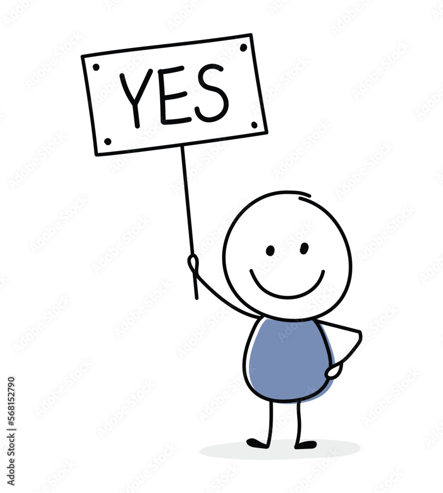 Smiley stickman with text on a plate - yes. Vector Smiley stickman with text on a plate - yes. Vector