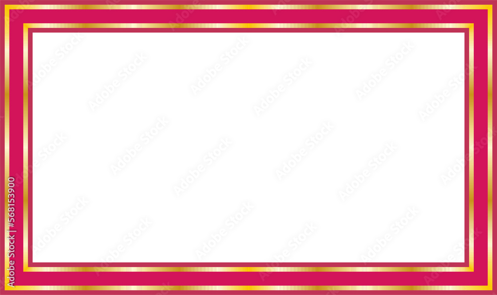Red and golden frame Decorative rectangle horizontal  design element for sotial media