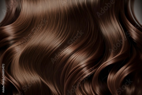 Shiny, wavy brunette hair. Background texture fit for a haircare/shampoo topic