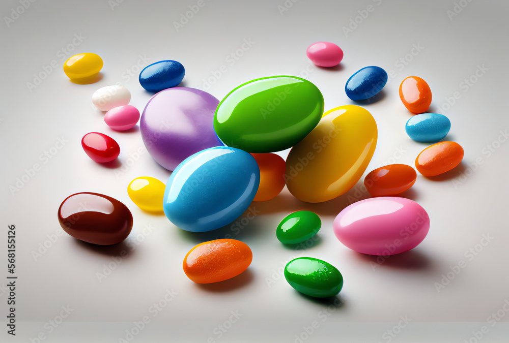 colorful jelly beans on white, generative ai colorful jelly beans on white, generative ai