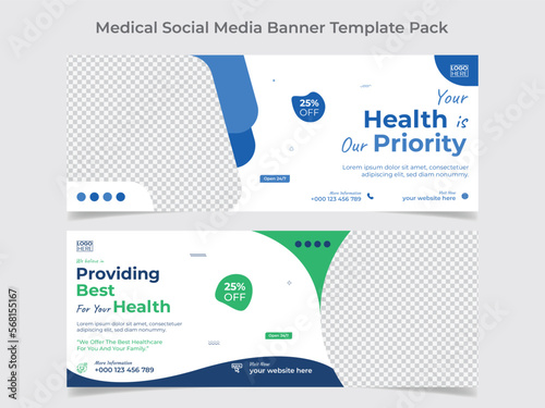 Medical healthcare social media cover design and web banner design template