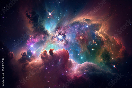 Stars space colorful galaxy illustration Generative Ai