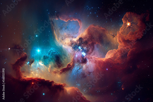 Nebula Stars space colorful galaxy illustration Generative Ai
