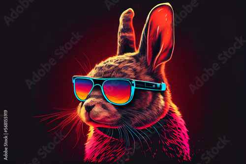 80s cool rabbit. Generative AI