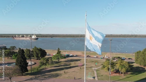 Bandera Argentina, Monumento a la Bandera, Rosario, Río Paraná. photo
