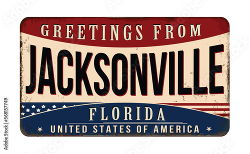 Greetings from Jacksonville vintage rusty metal sign