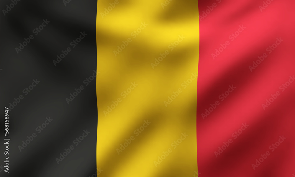 Waving National Flag of Belgium, Vector Illustration