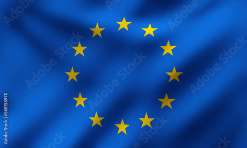 Waving Flag of European Union, Vector Illustration