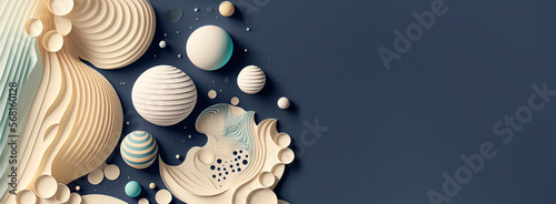 Abstract space background with planets and solar system from colored paper. AI