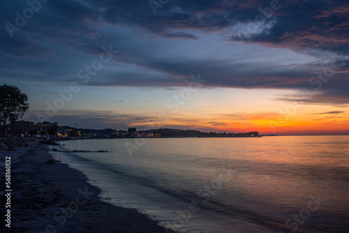 Beautiful view of sunset in roda beach, North corfu, Greece