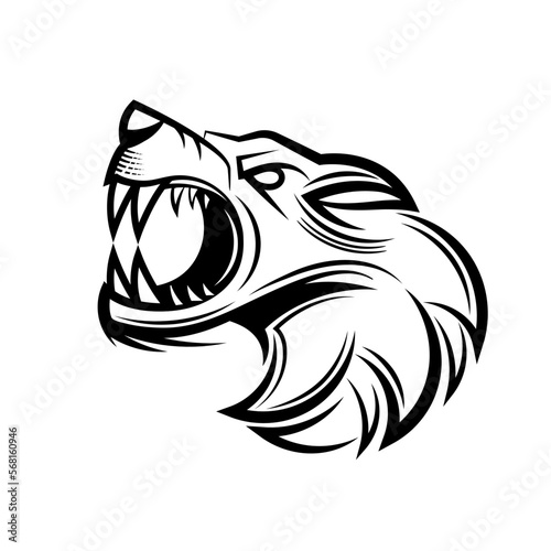 Scary werewolf wolf man horror monster howling as it transforms with head