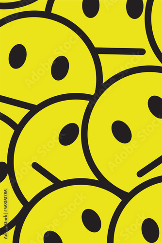 Smile happy face yellow pattern, smile icon background texture, SVG Vector