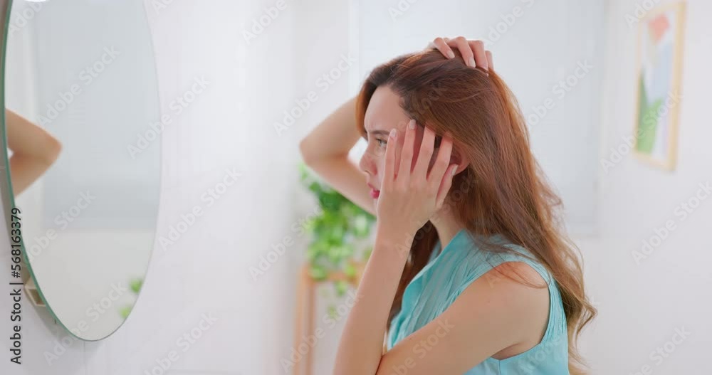woman worry her hair woman worry her hair