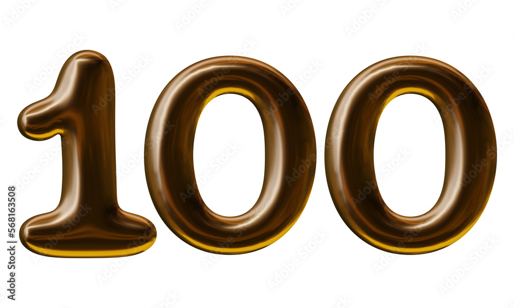 Number 100 design with balloon style in 3d render Number 100 design with balloon style in 3d render
