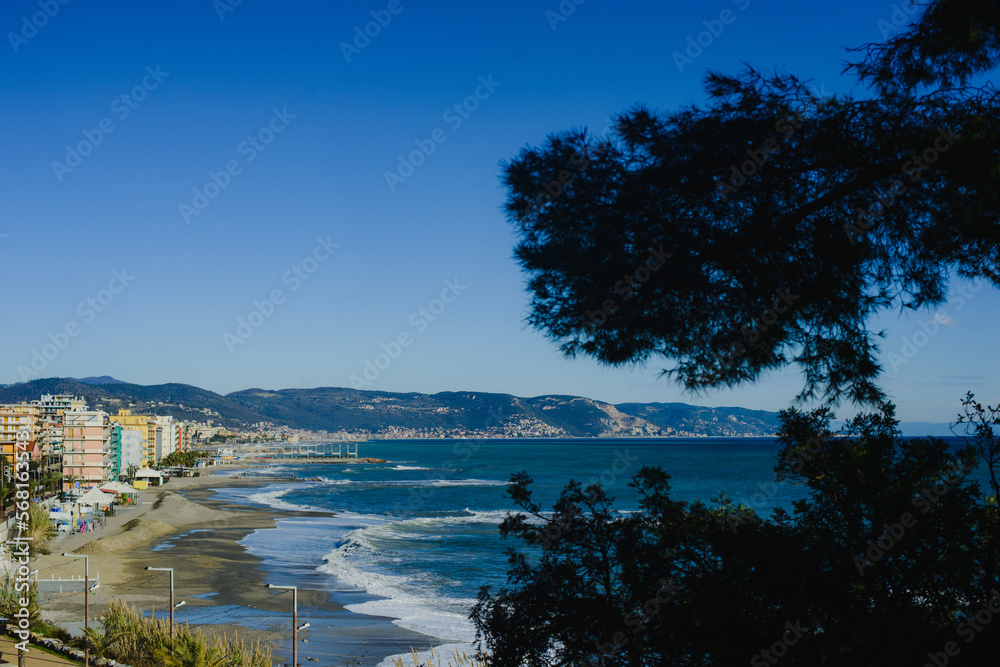 The coast of the Mediterranean Ligurian Sea in Europe