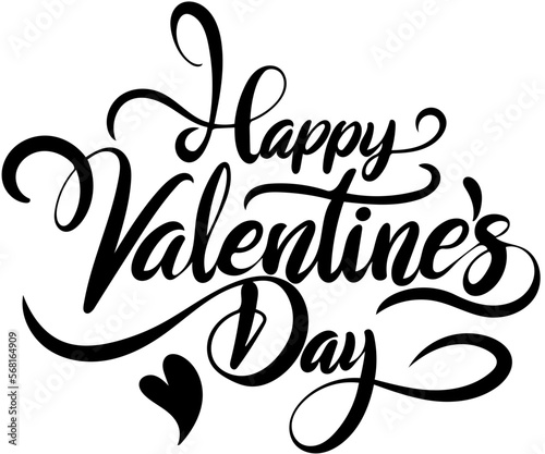 Happy valentines day handwriting black text vector 