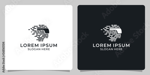 Artificial intelligence and human face logo template. Grid electronic circuits and communications vector design.
