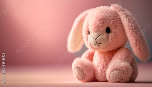 soft toy bunny, Baby Pink Rabbit on Pink Background, Stuffed Animal, Children, It's a Girl, Baby Room, Baby Shower