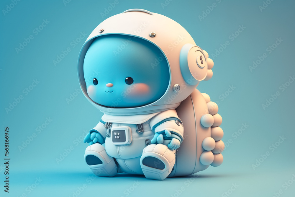 Adorable cute baby Astronaut 3d render. Generative AI Adorable cute baby Astronaut 3d render. Generative AI