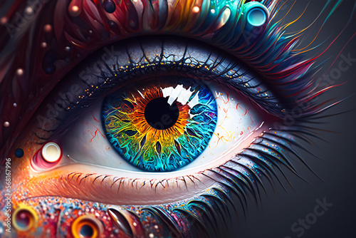 The Ultra Realistic Colorful Eye: A Modern Masterpiece. Generative AI